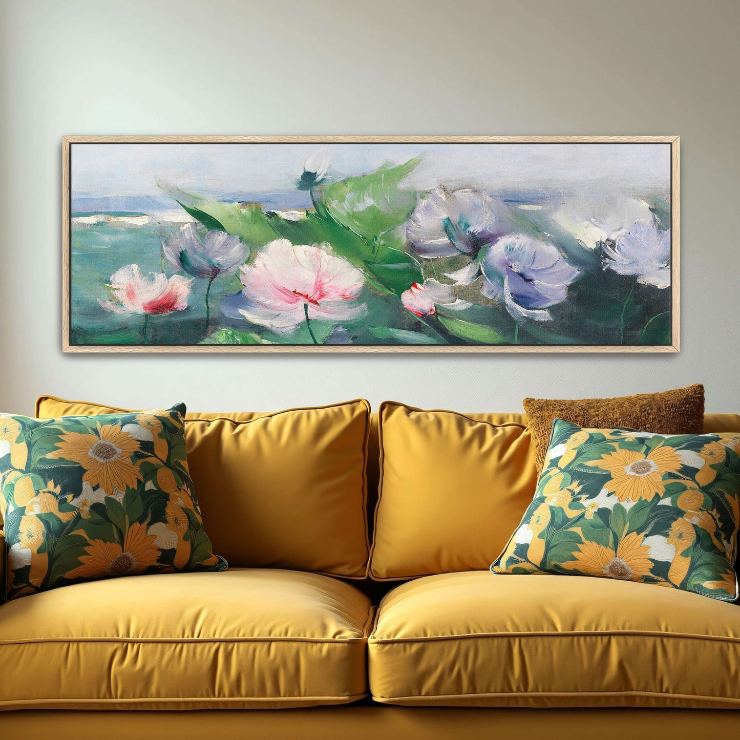 Water lilies in a pond with green leaves by Karl Hagemeister