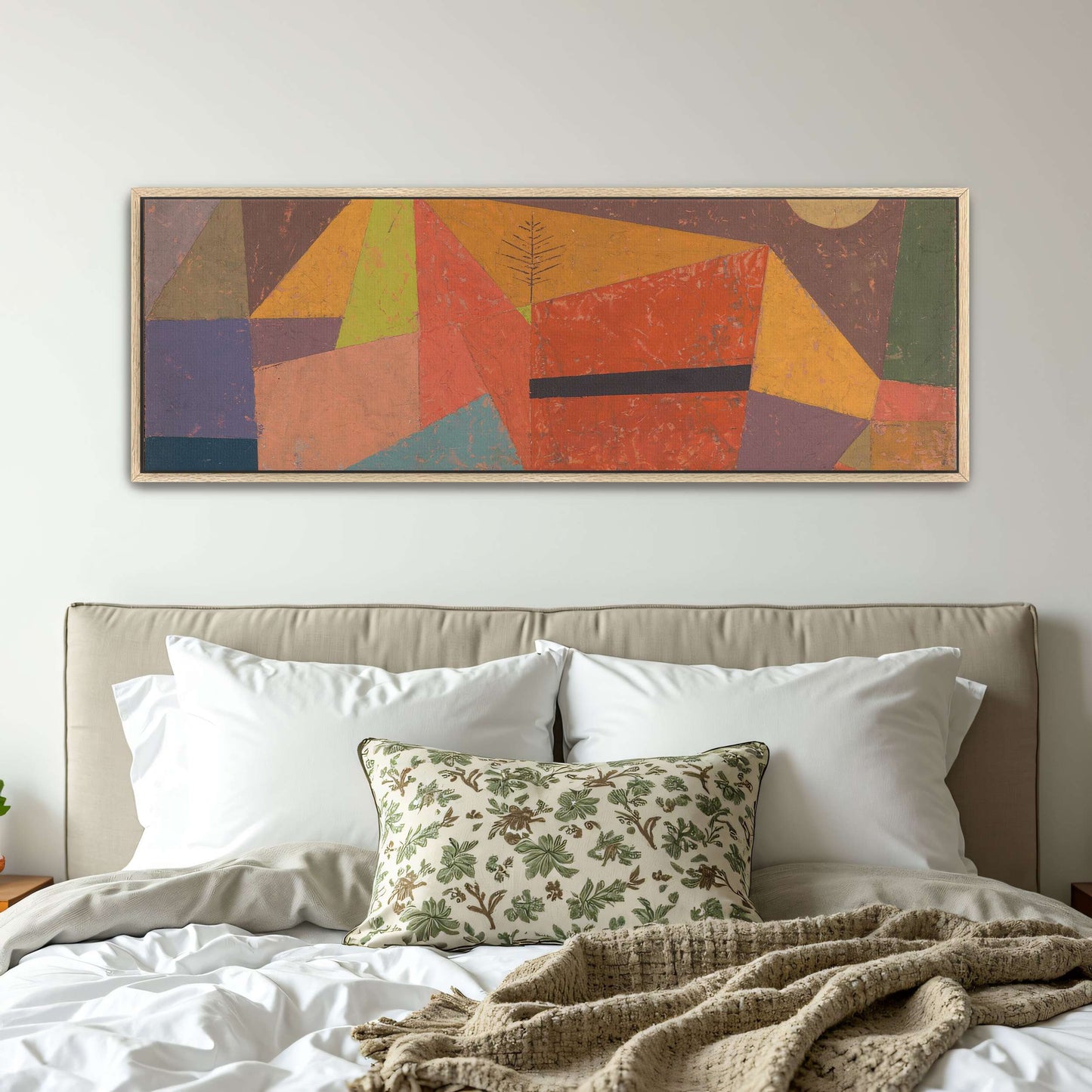 Abstract geometric landscape with sun and tree by Paul Klee