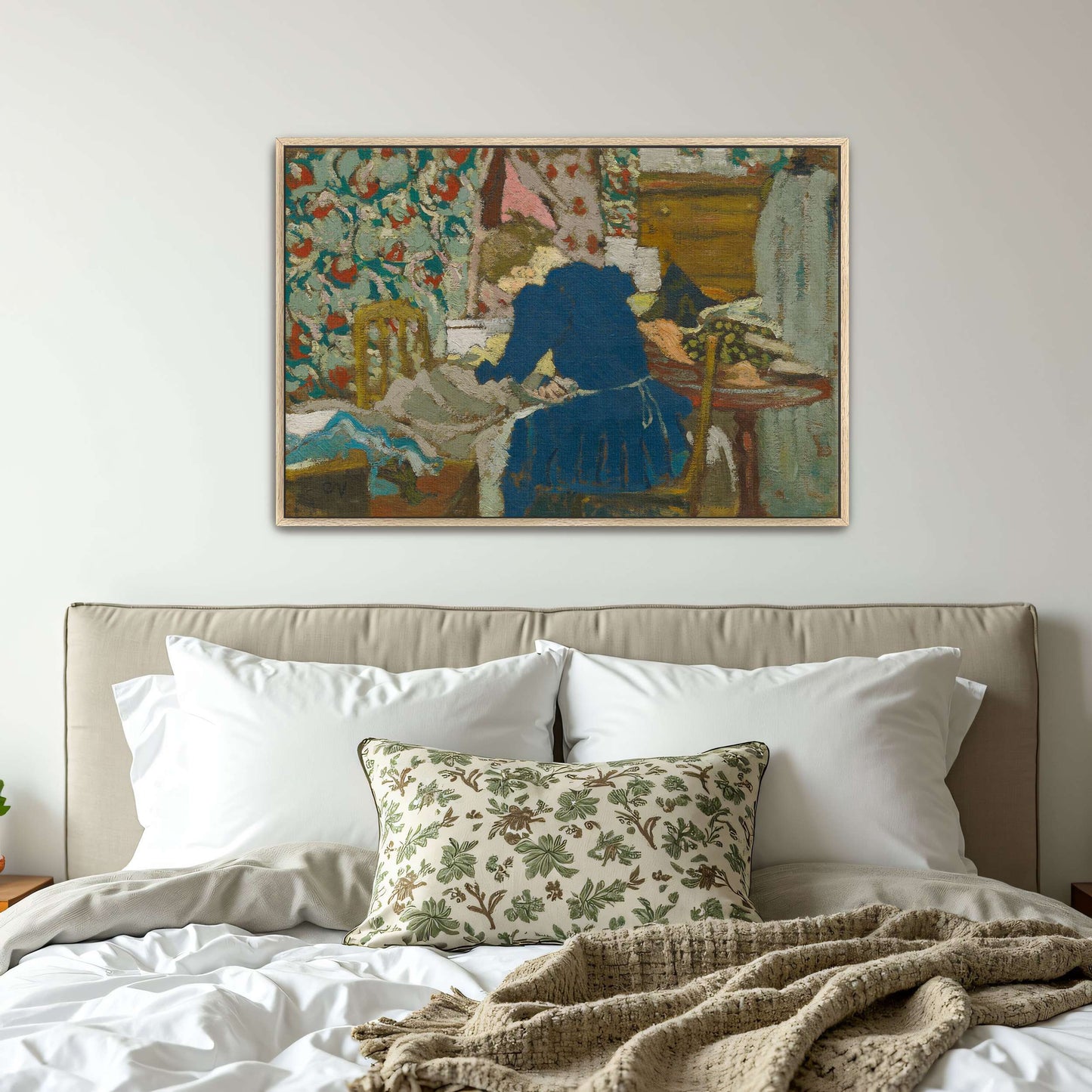 Woman in blue dress in a room by Édouard Vuillard