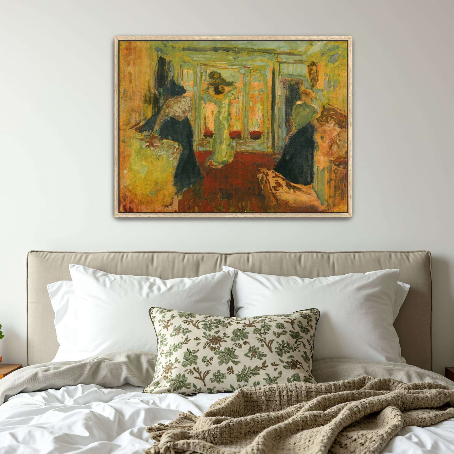 Two women in a room, one looking in a mirror by Édouard Vuillard