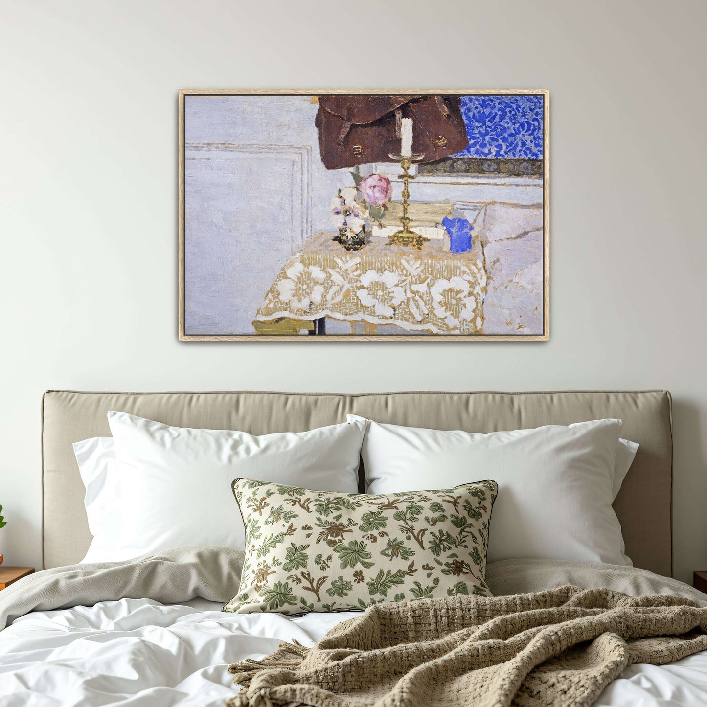 Still life with flowers, candle, and cloth by Édouard Vuillard