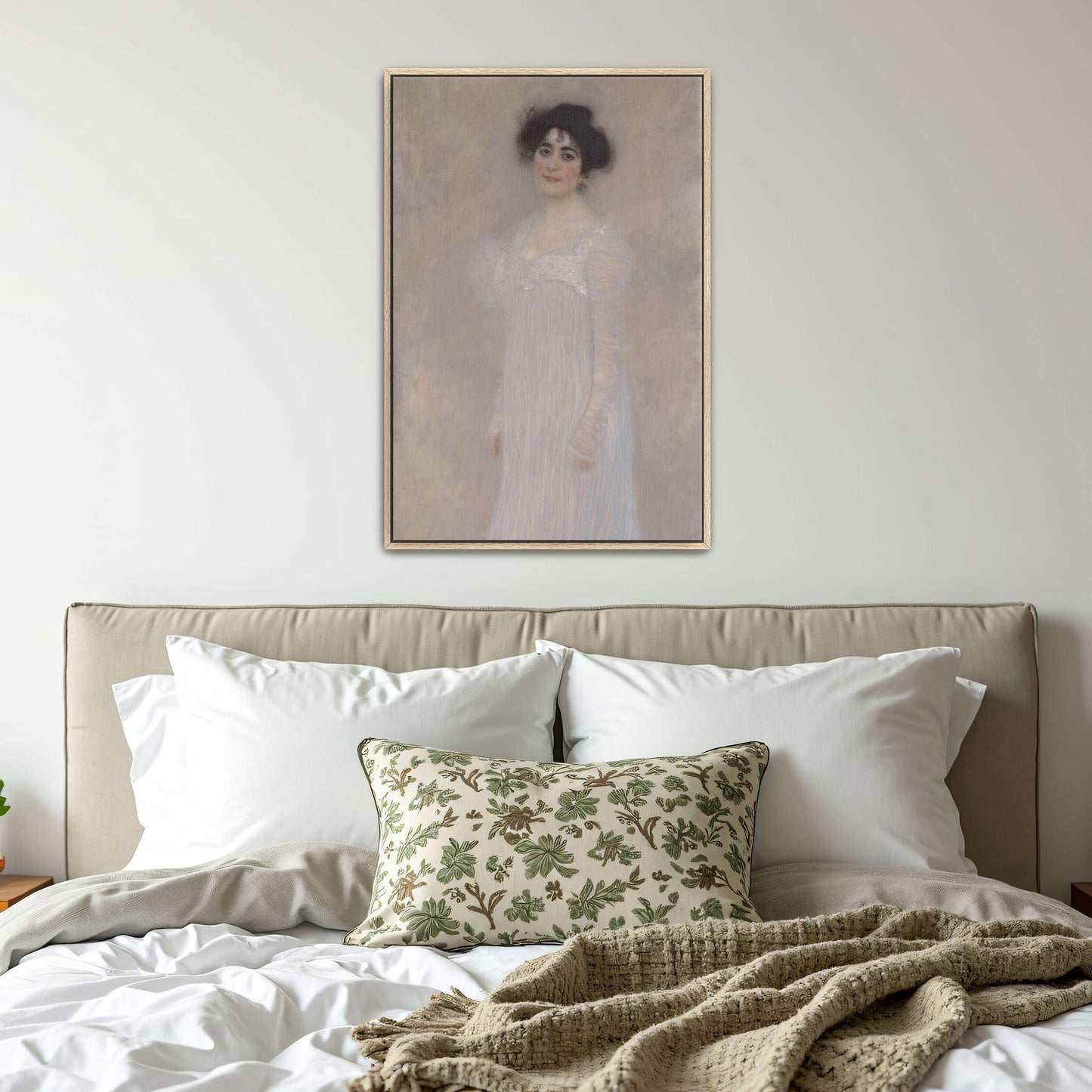 Woman in a white dress portrait by Gustav Klimt