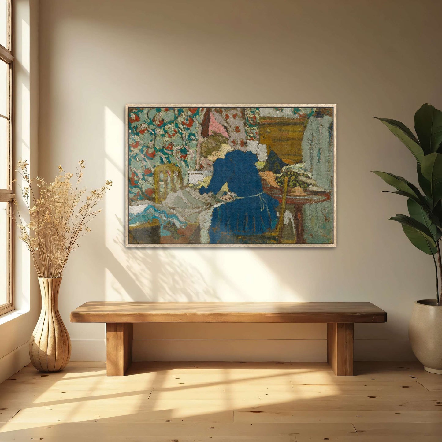 Woman in blue dress in a room by Édouard Vuillard