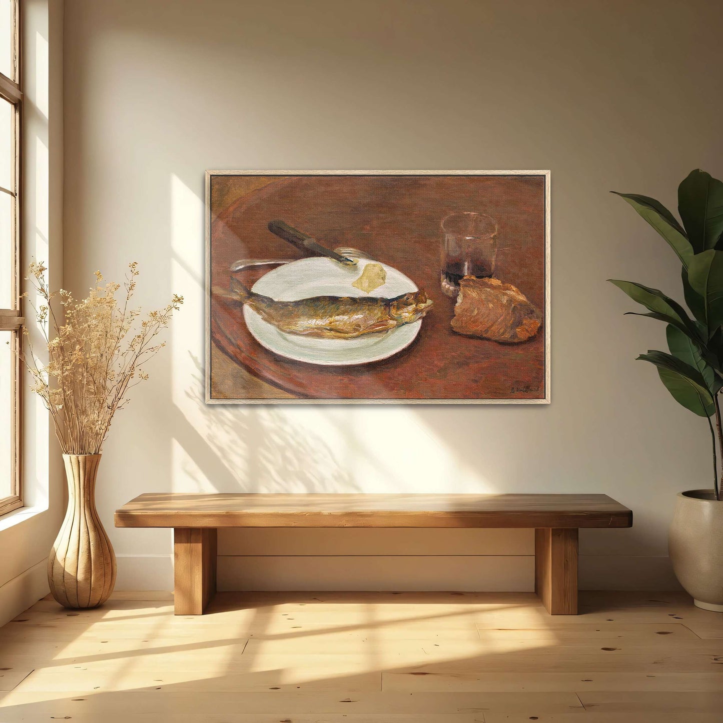 Still life with a fish, bread, and glass by Édouard Vuillard