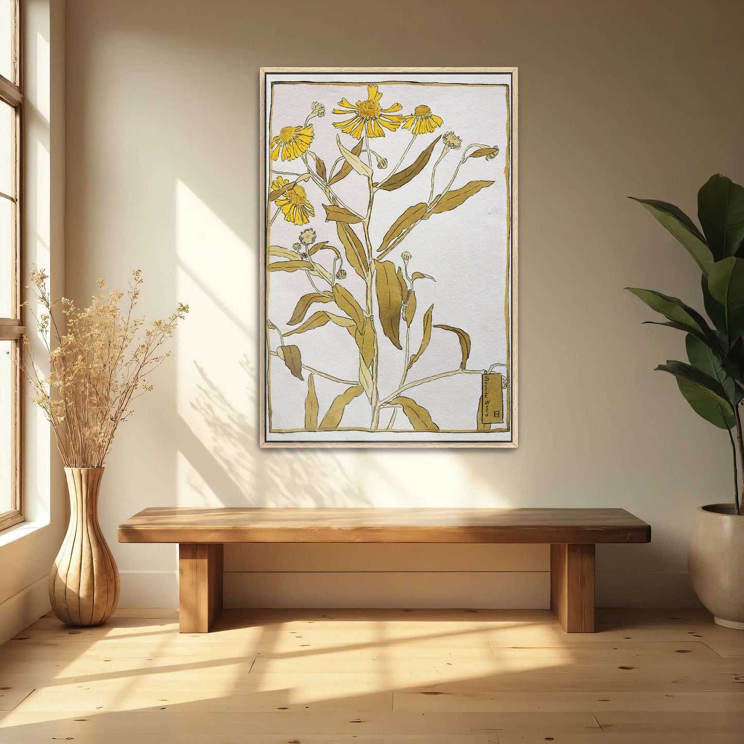 Yellow flowers botanical drawing by Hannah Borger Overbeck