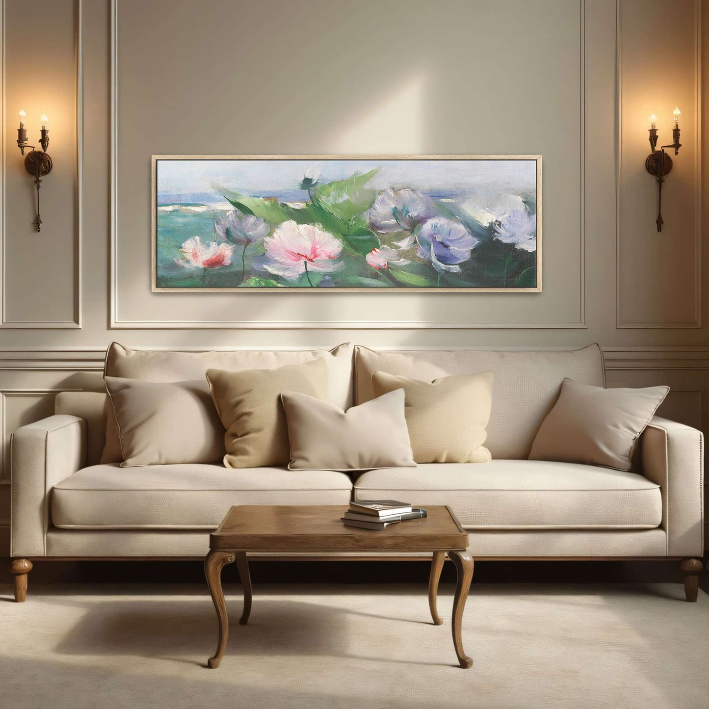 Water lilies in a pond with green leaves by Karl Hagemeister