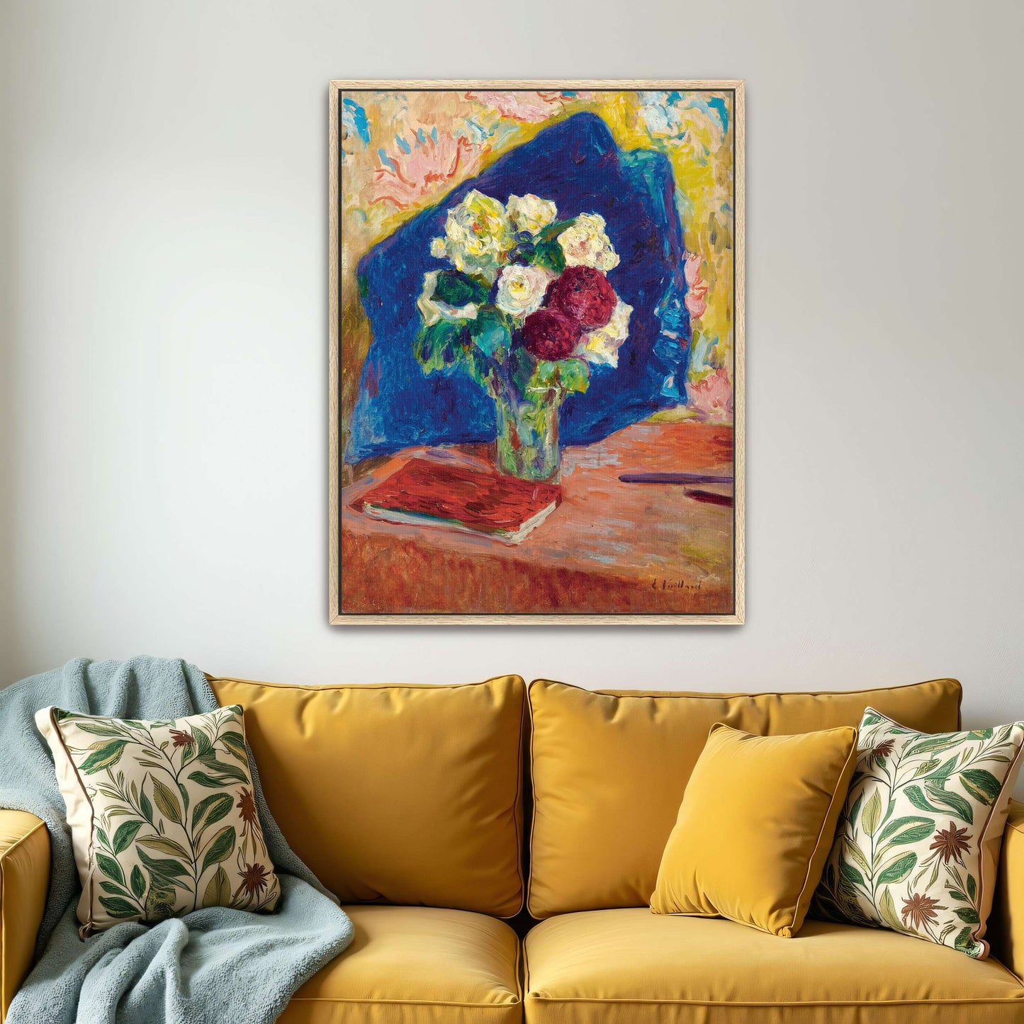 Still life with flowers, book, and vase by Édouard Vuillard