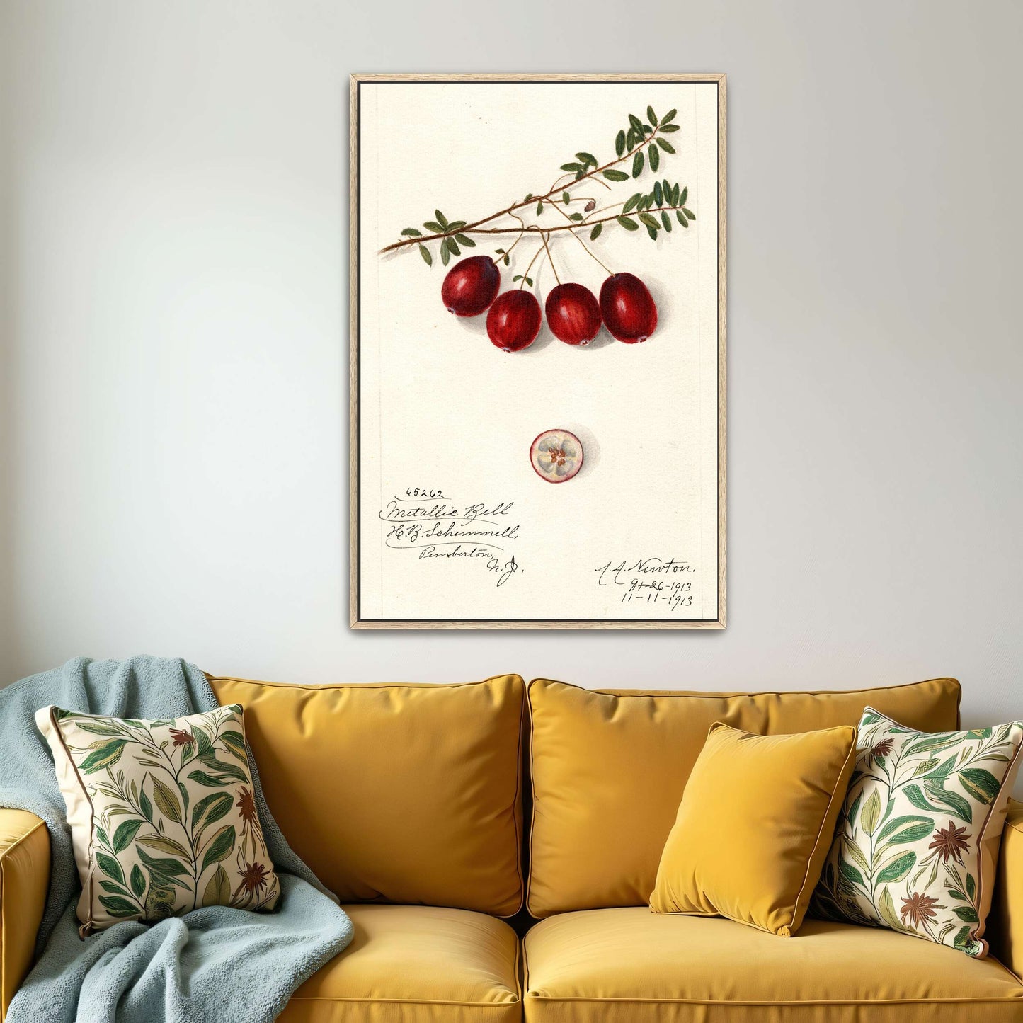 Cranberries on branch by Amanda Almira Newton
