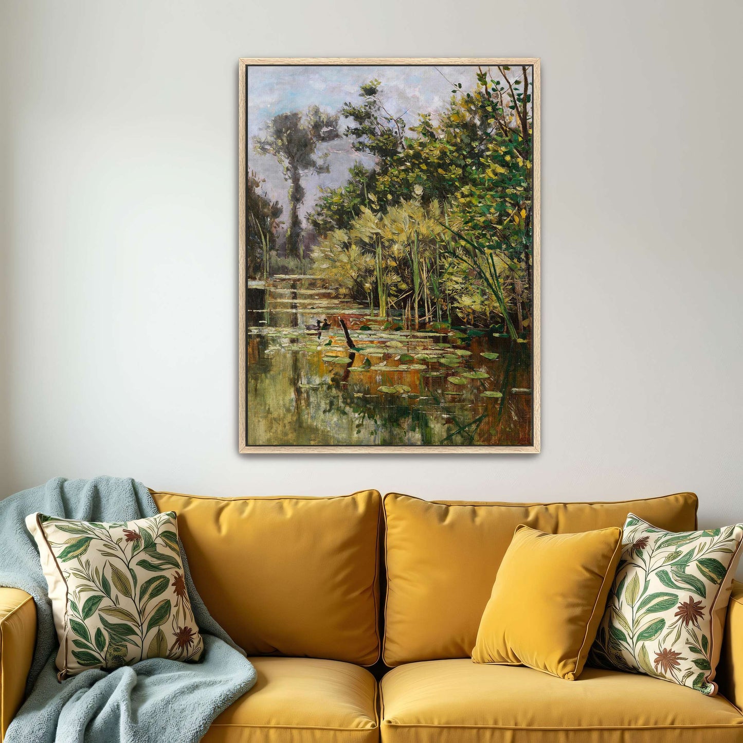 A pond with ducks in a forest by Karl Hagemeister