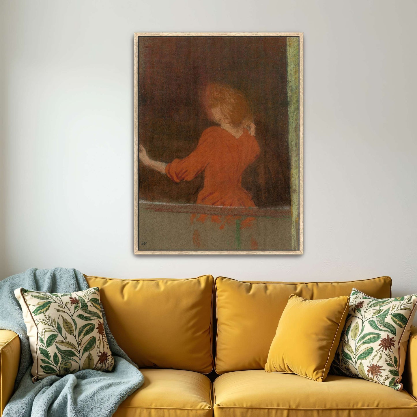 Woman in red standing by a window by Édouard Vuillard