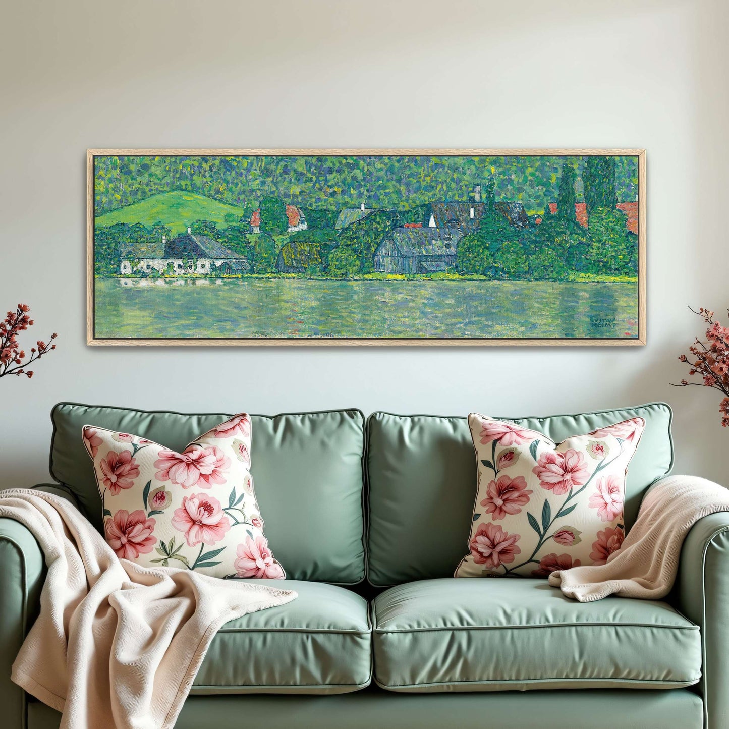 Village by a Lake with Green Hills by Gustav Klimt