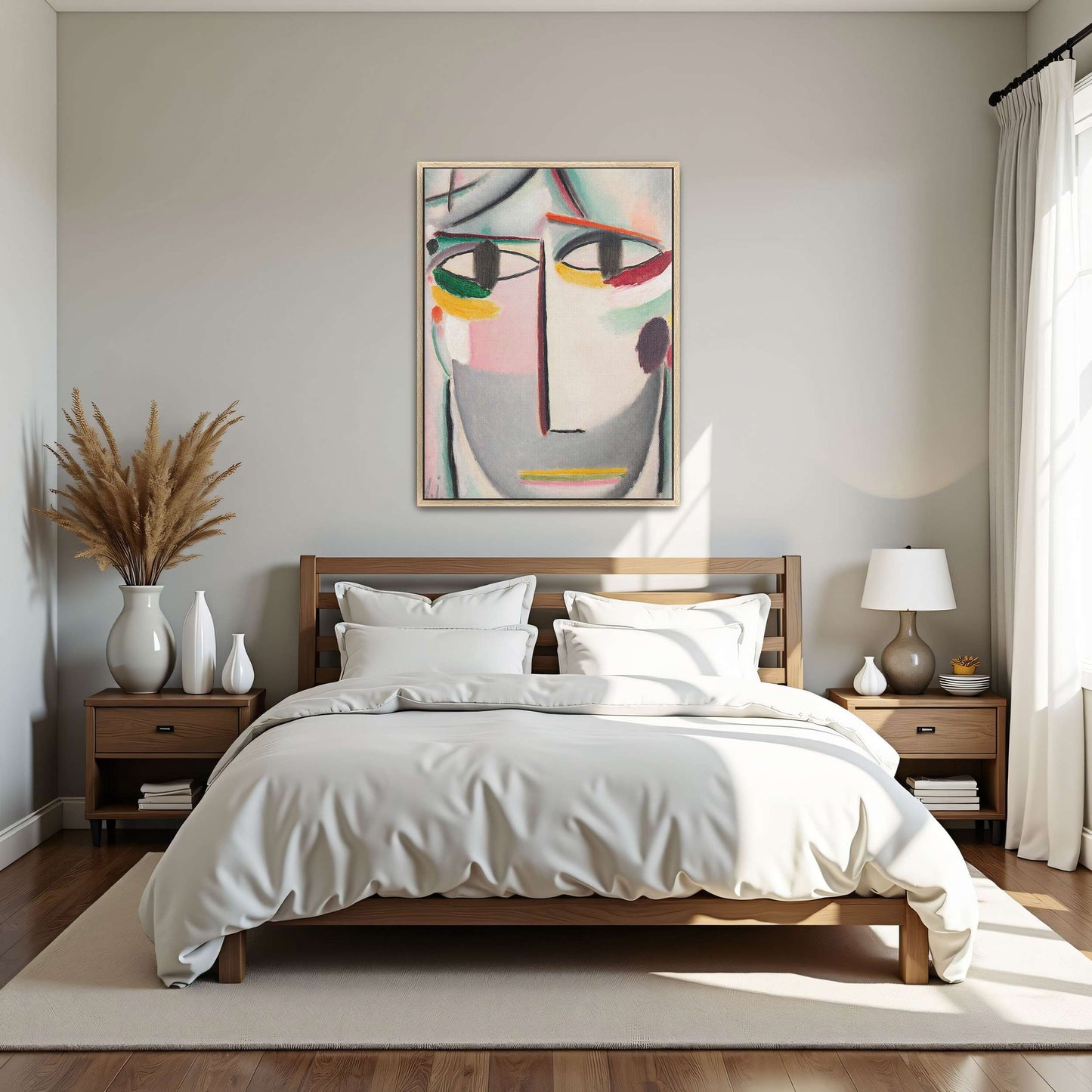 Abstract portrait with colorful lines by Alexej von Jawlensky