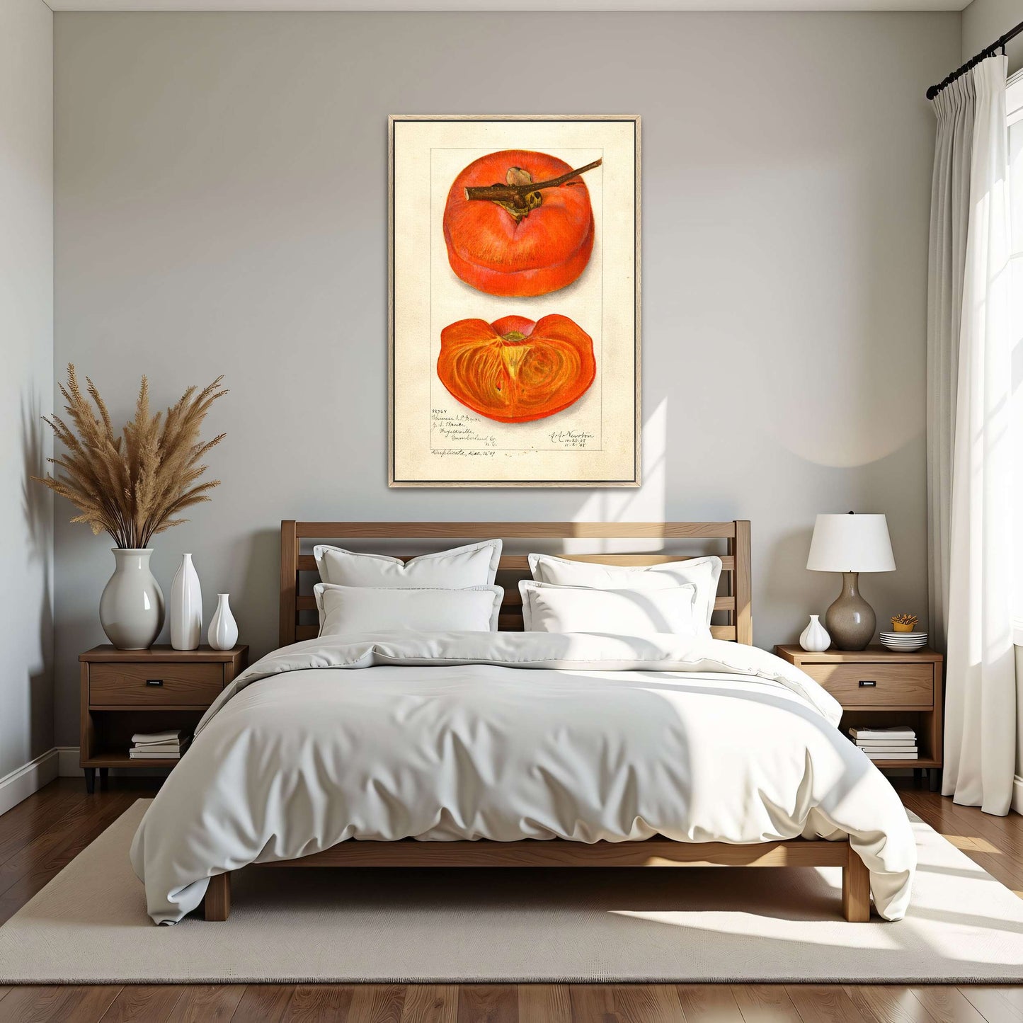 Watercolor painting of persimmon by Amanda Almira Newton