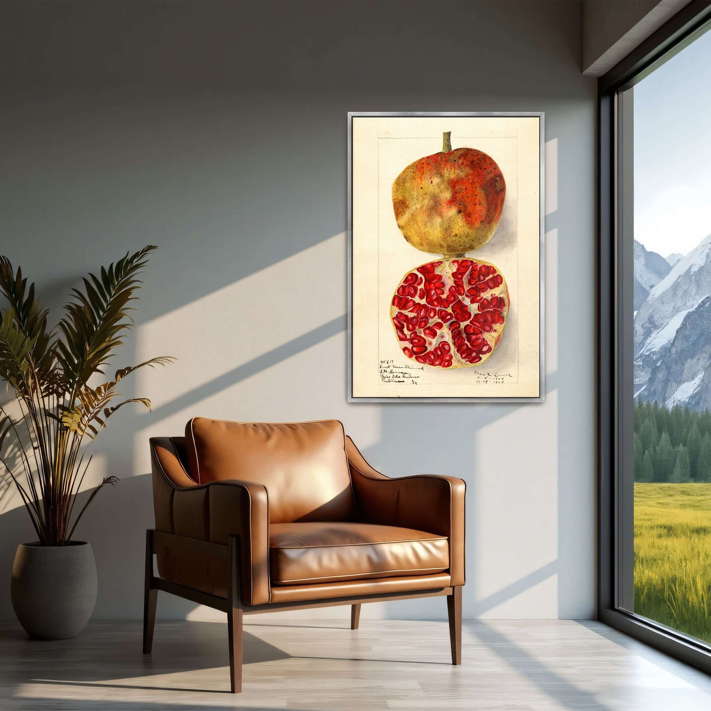 Pomegranate watercolor painting by Elsie E. Lower