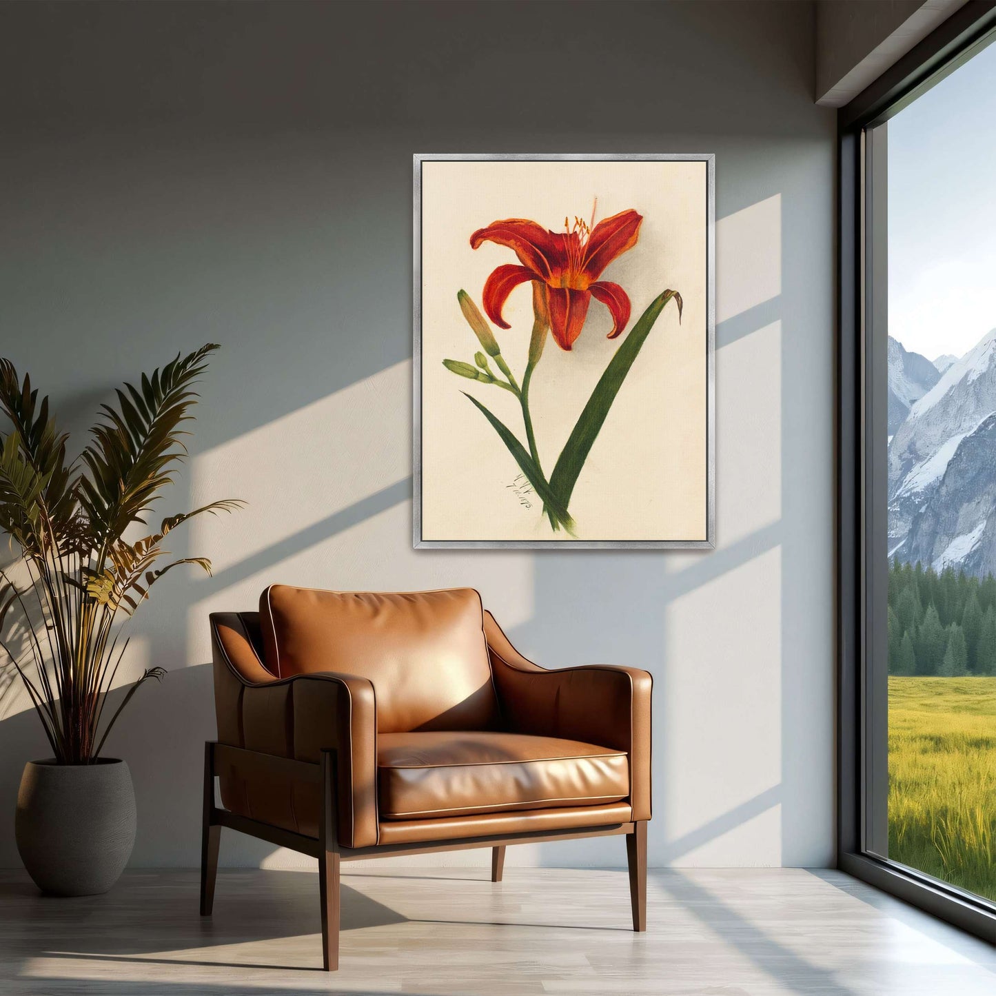 Orange daylily watercolor painting by Mary Vaux Walcott