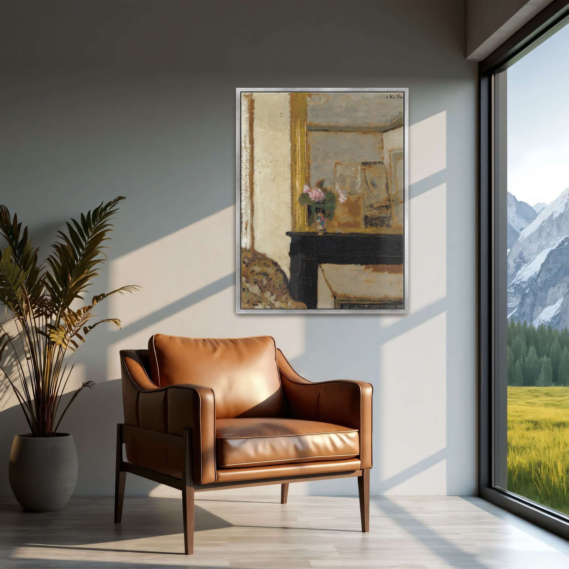 Flowers on a Mantelpiece in a Room by Édouard Vuillard