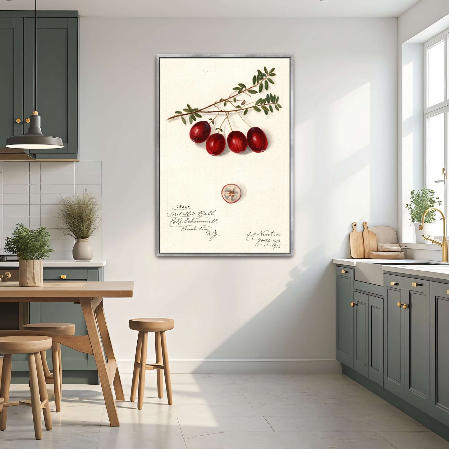 Cranberries on branch by Amanda Almira Newton