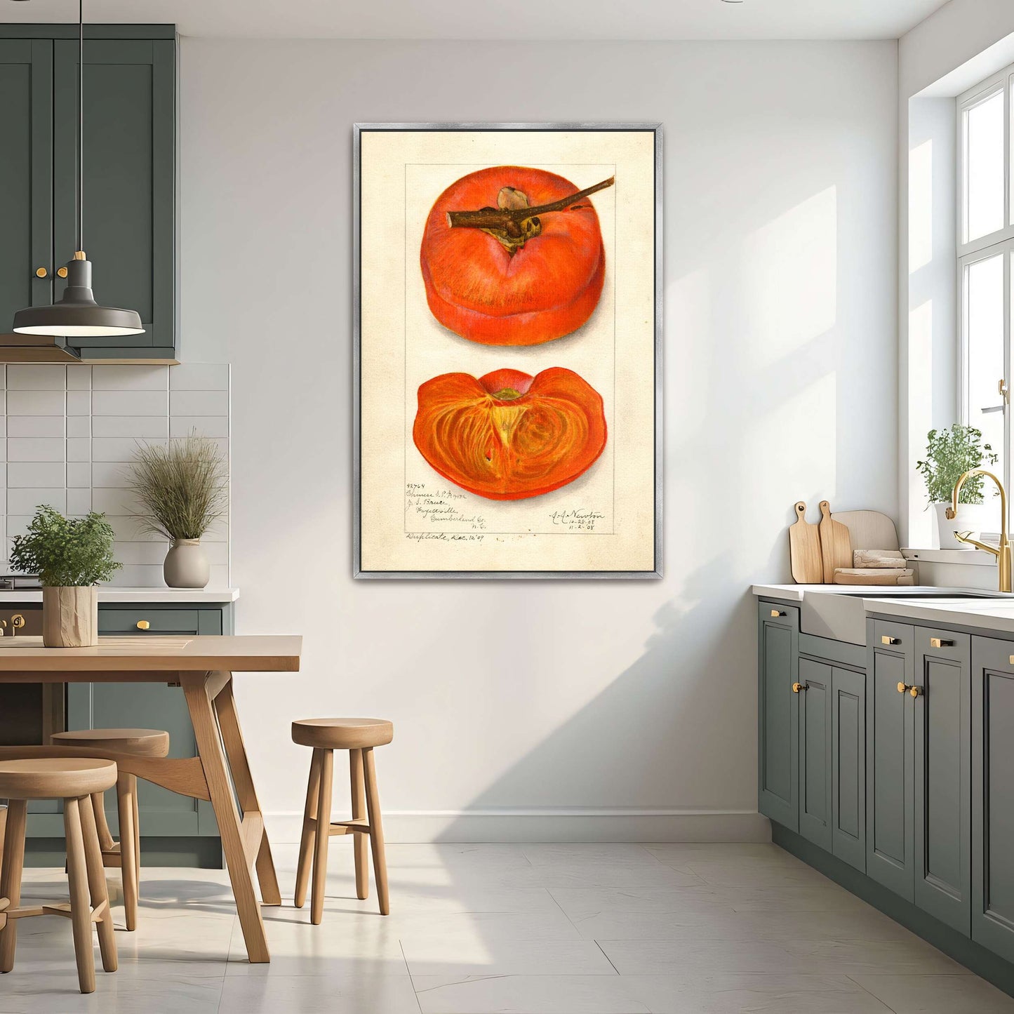 Watercolor painting of persimmon by Amanda Almira Newton