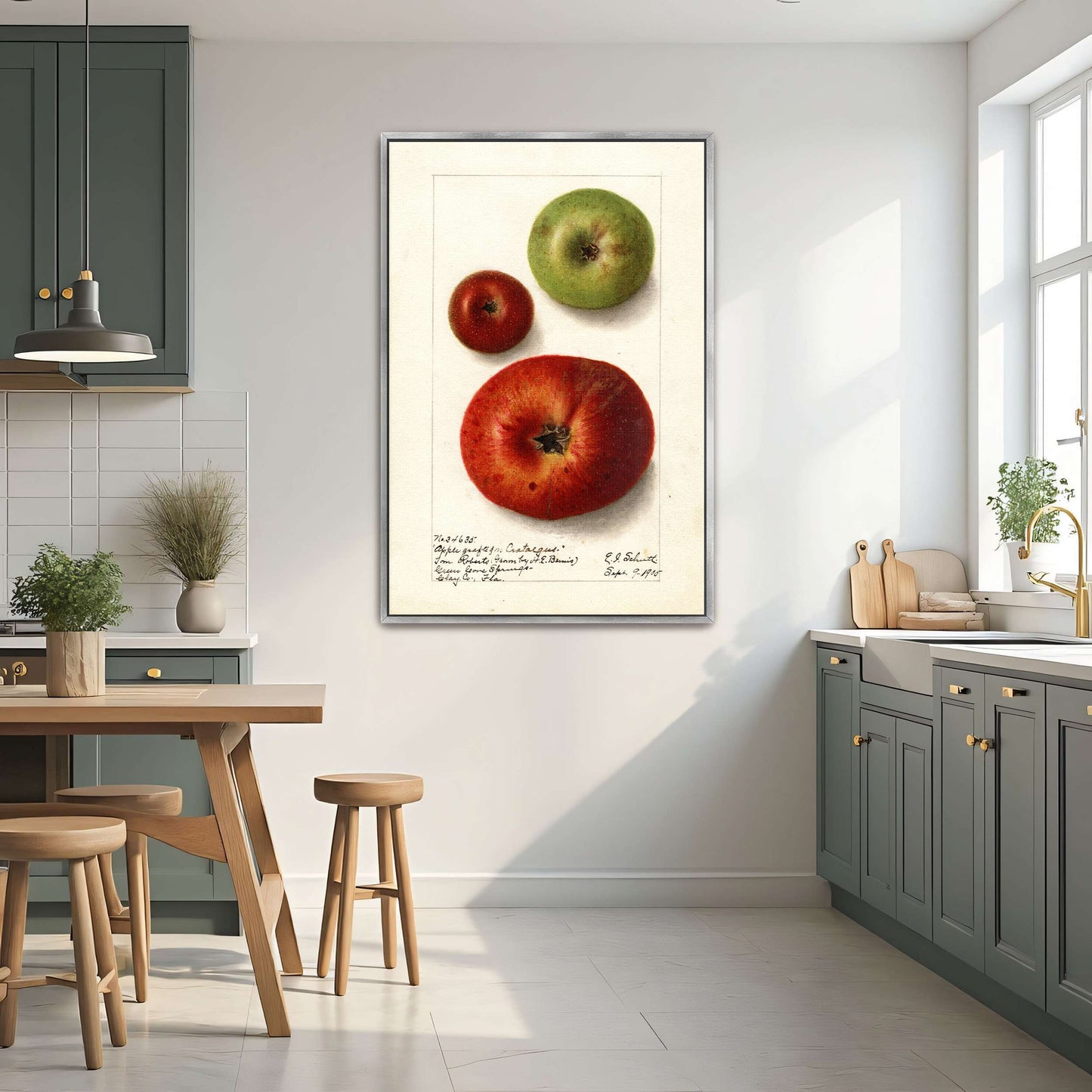 Three apples watercolor painting by Ellen Isham Schutt
