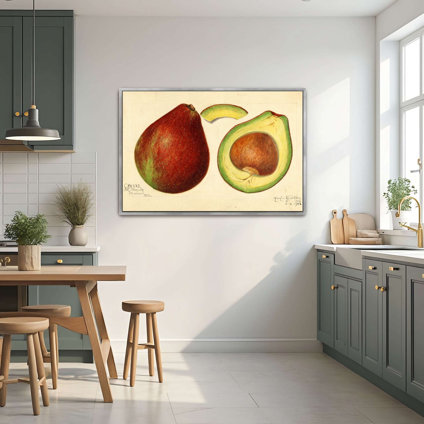 Avocado and pear watercolor by Amanda Almira Newton