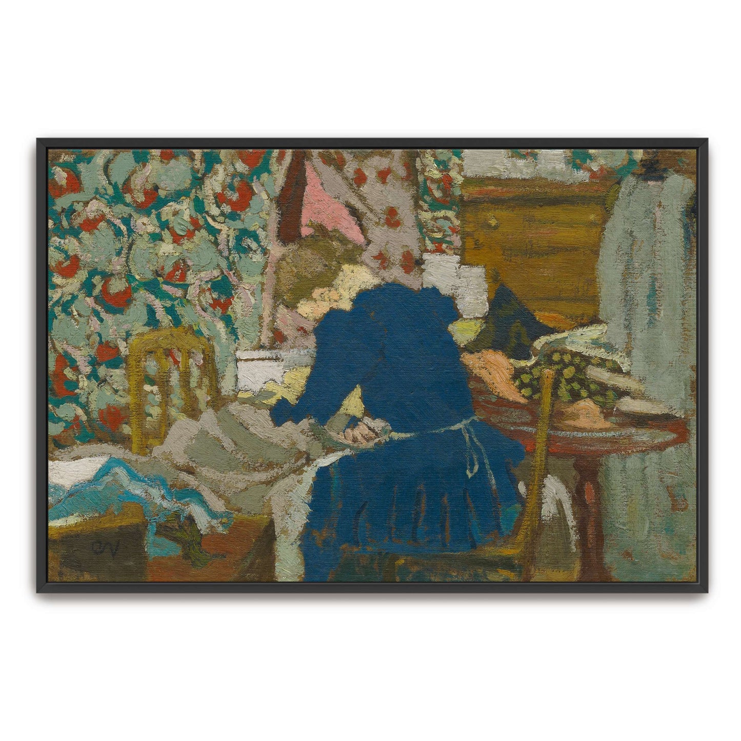 Woman in blue dress in a room by Édouard Vuillard