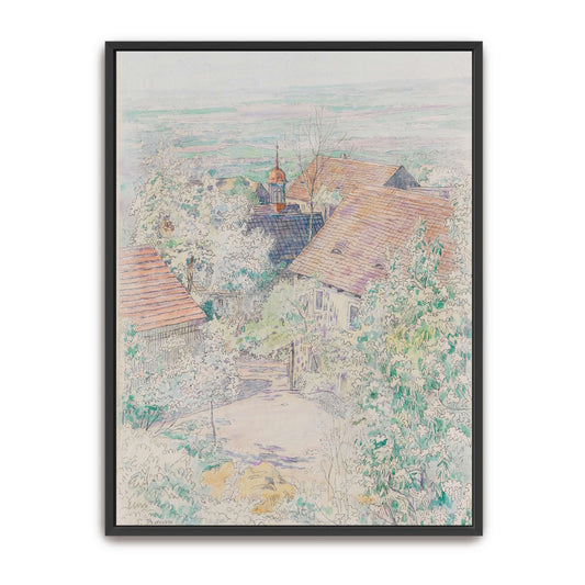 Village scene with houses and trees by Paul Baum