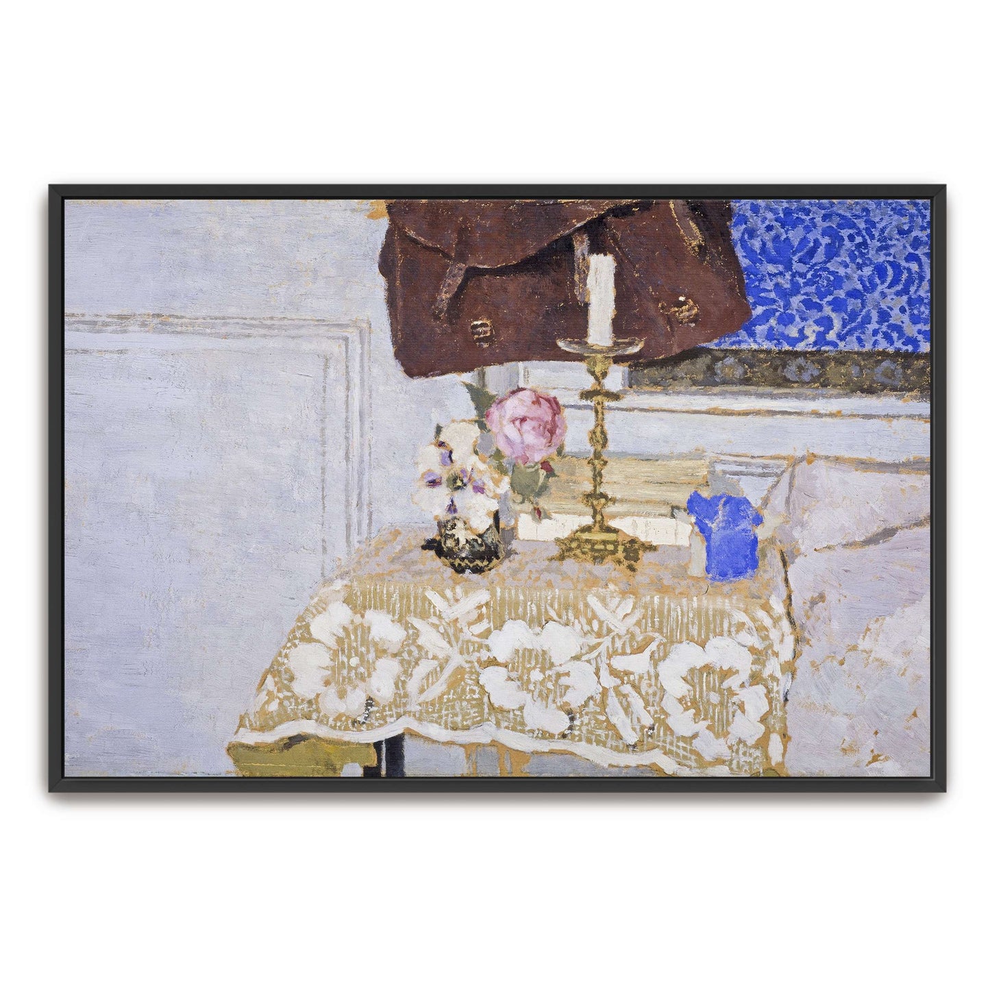 Still life with flowers, candle, and cloth by Édouard Vuillard