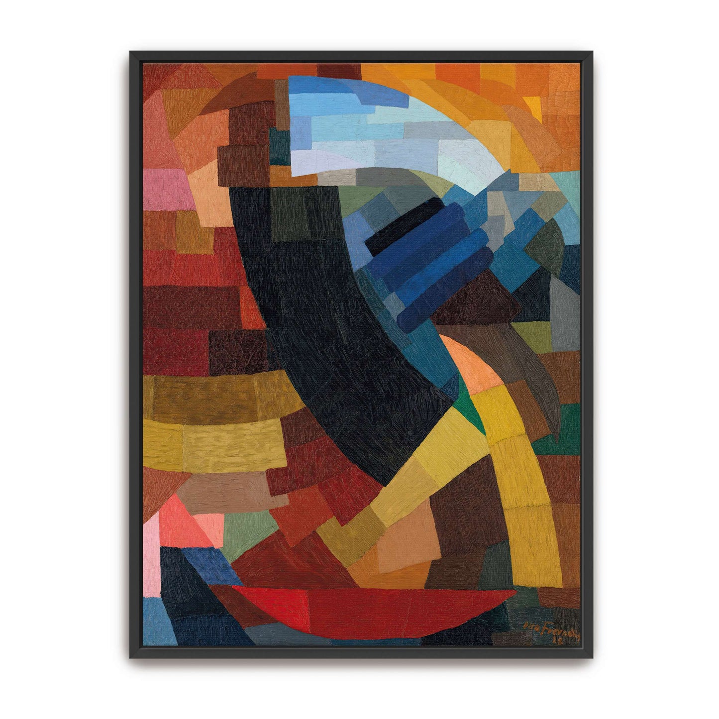 Abstract geometric art with curved lines by Otto Freundlich