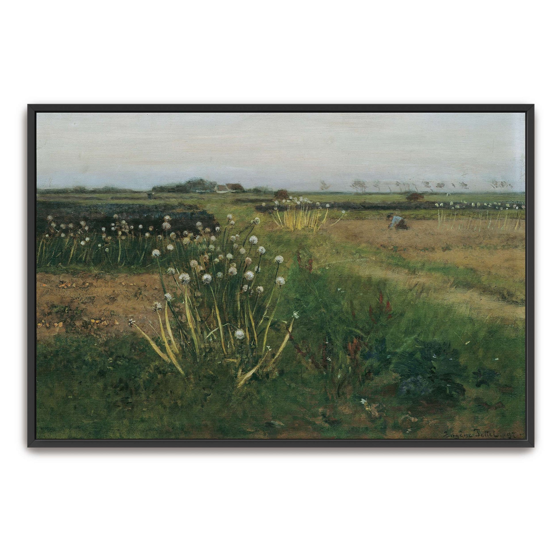 Field of white flowers with a lone figure by Eugen Jettel