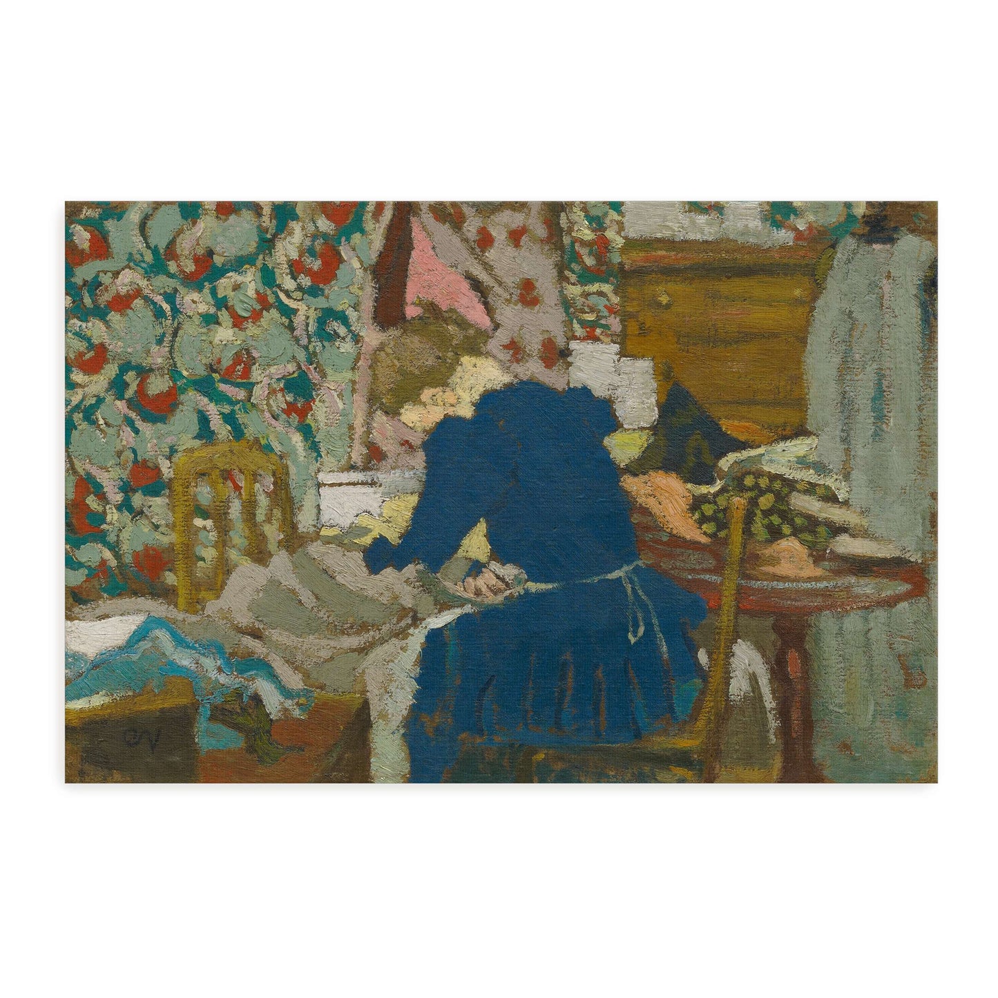 Woman in blue dress in a room by Édouard Vuillard