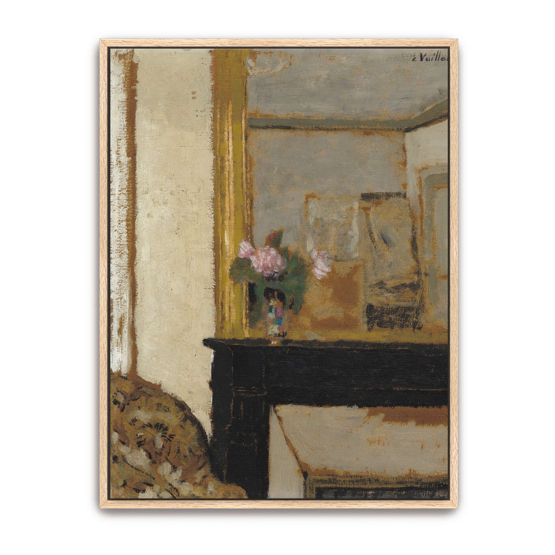 Flowers on a Mantelpiece in a Room by Édouard Vuillard