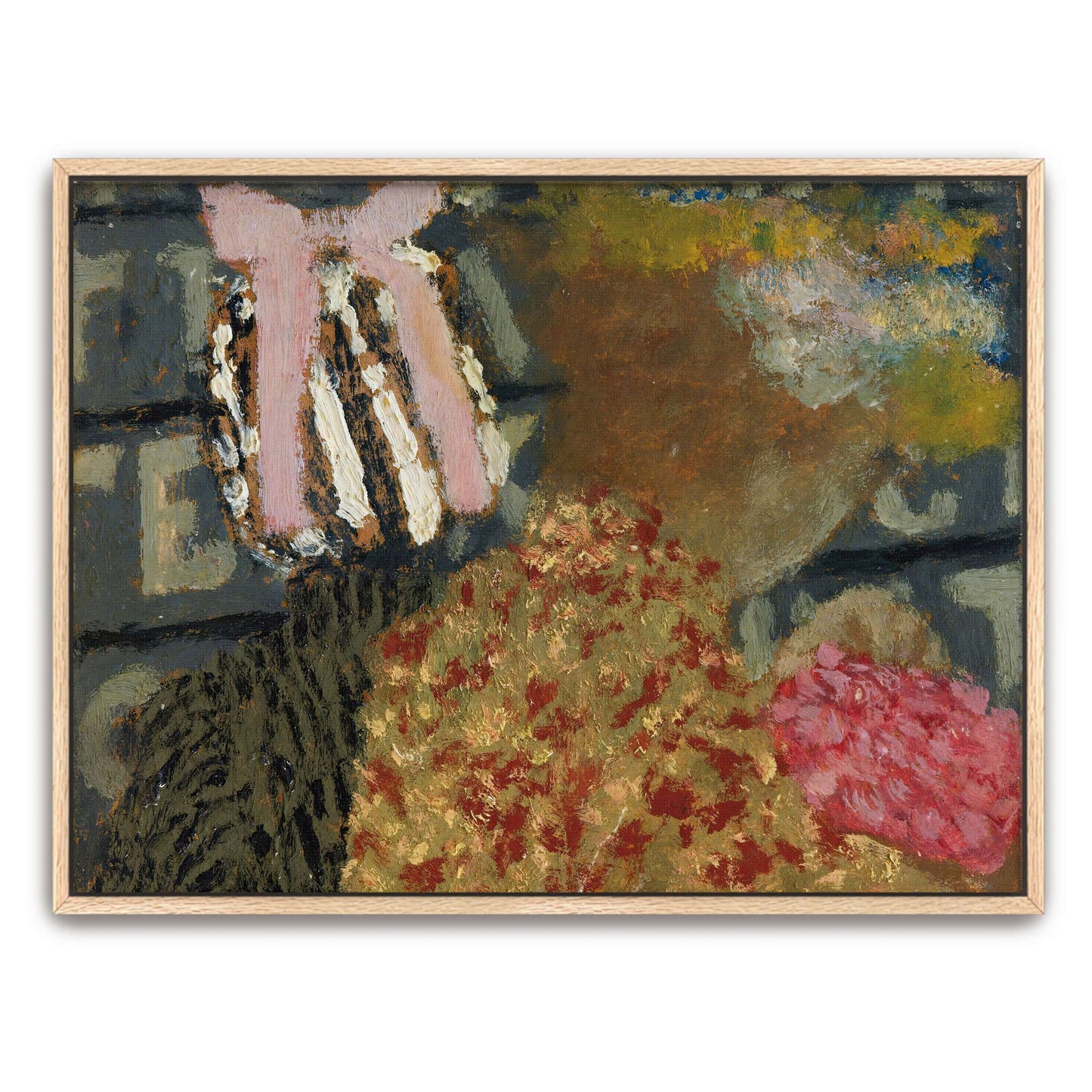 A woman in a striped dress with a pink bow by Édouard Vuillard