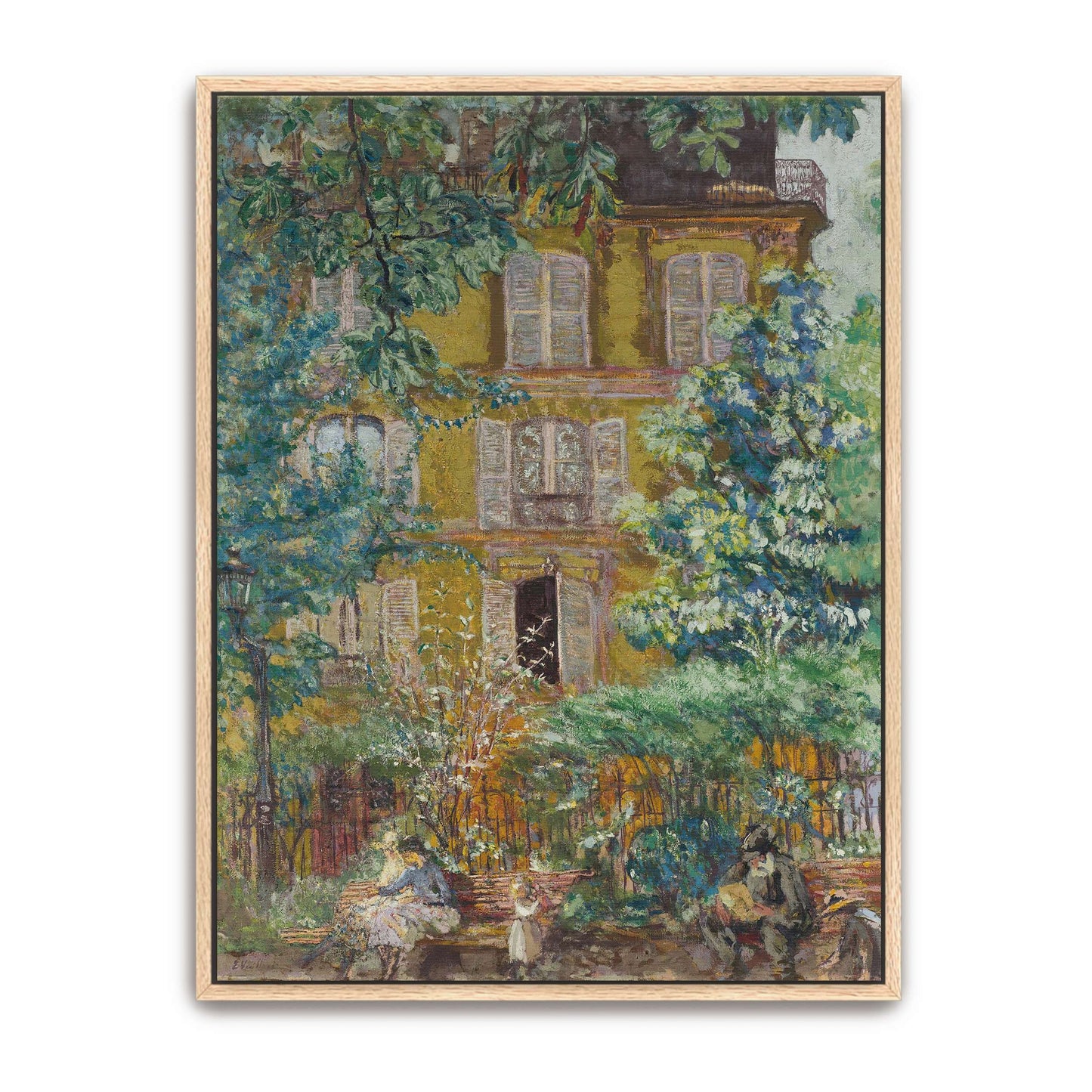 A Parisian house with people in a garden by Édouard Vuillard