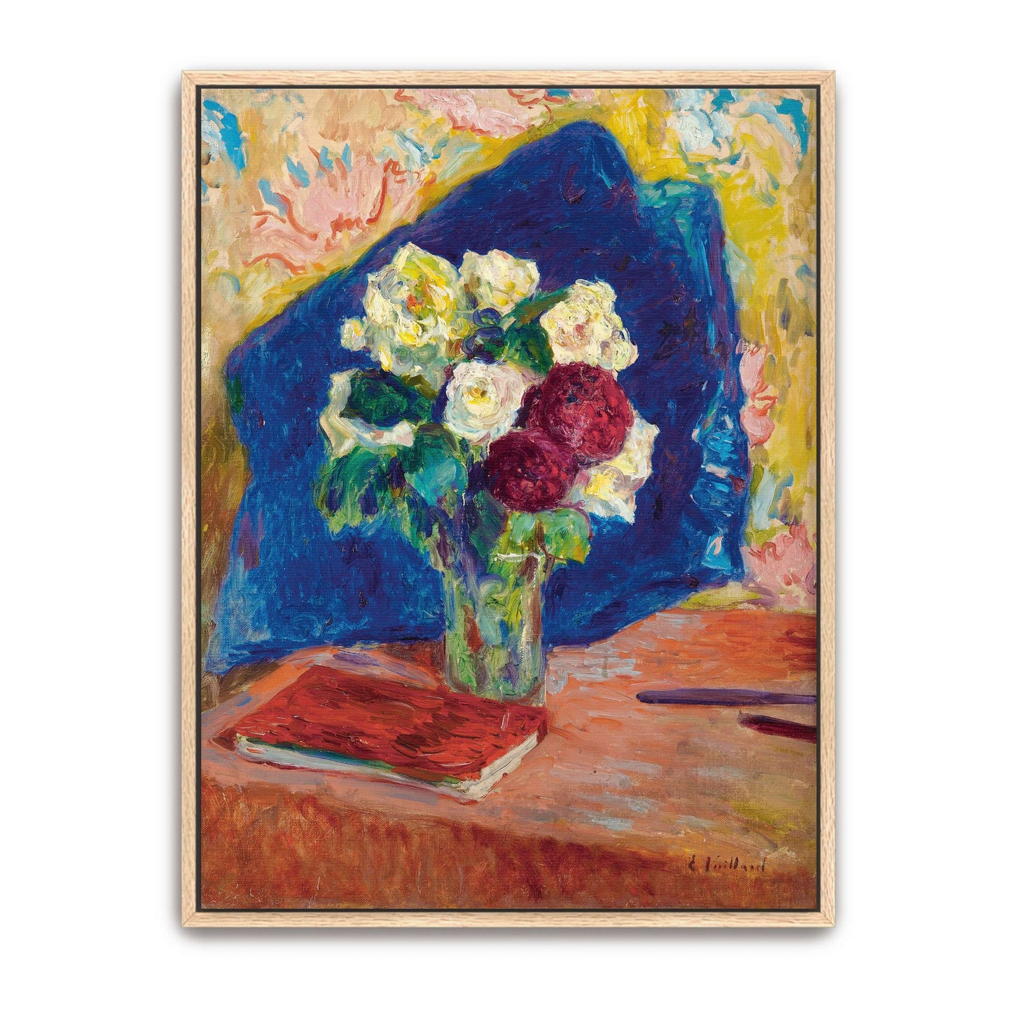 Still life with flowers, book, and vase by Édouard Vuillard