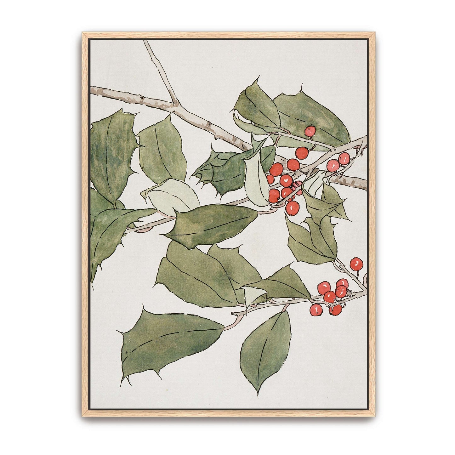 Holly branch with red berries by Hannah Borger Overbeck