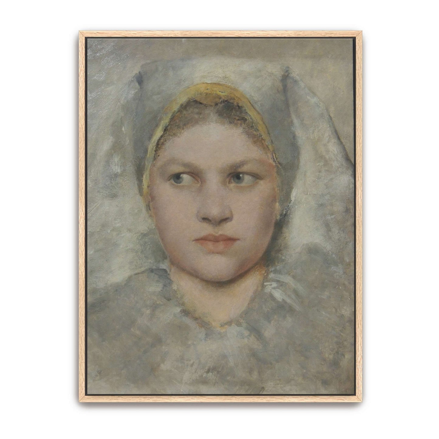 Head Study Of A Young Woman In A White Headscarf By Gustav Klimt