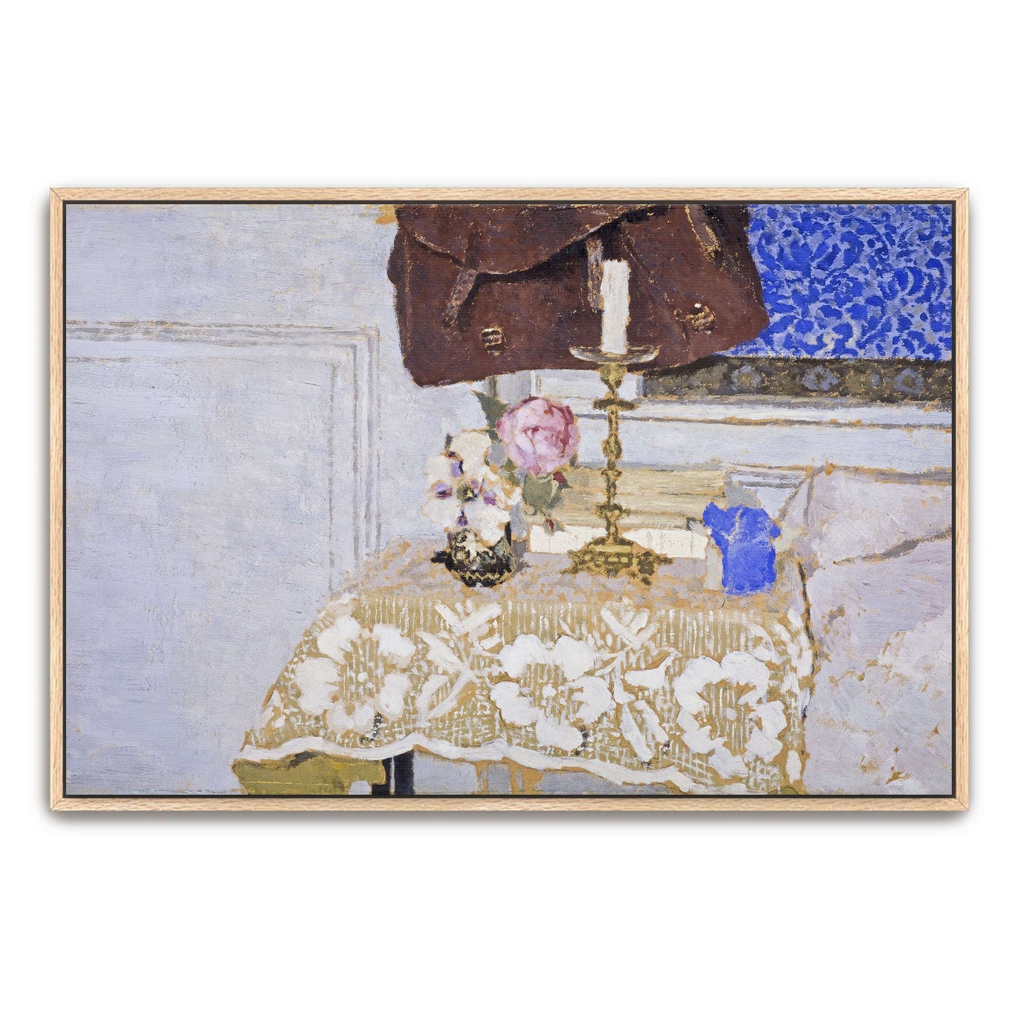 Still life with flowers, candle, and cloth by Édouard Vuillard