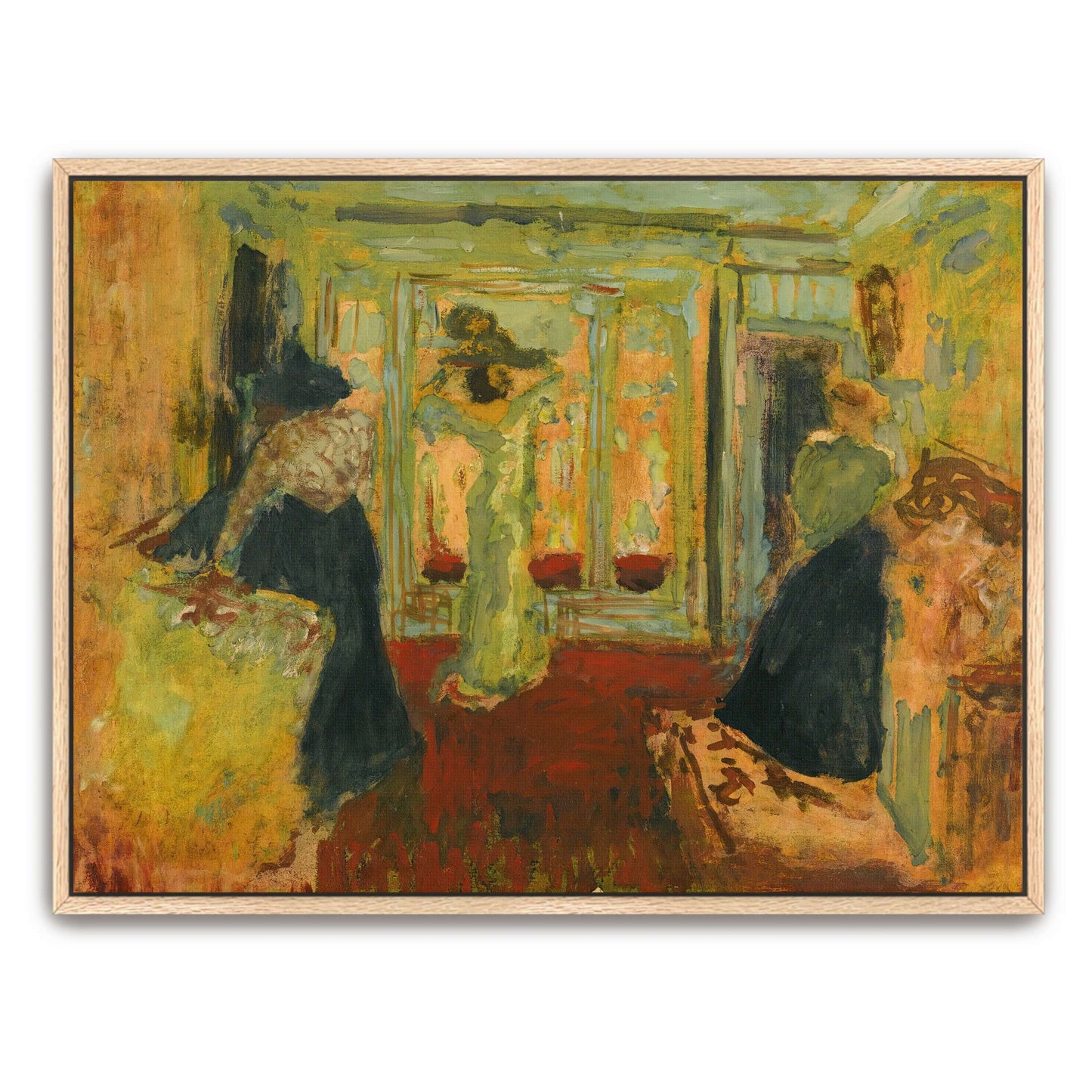 Two women in a room, one looking in a mirror by Édouard Vuillard