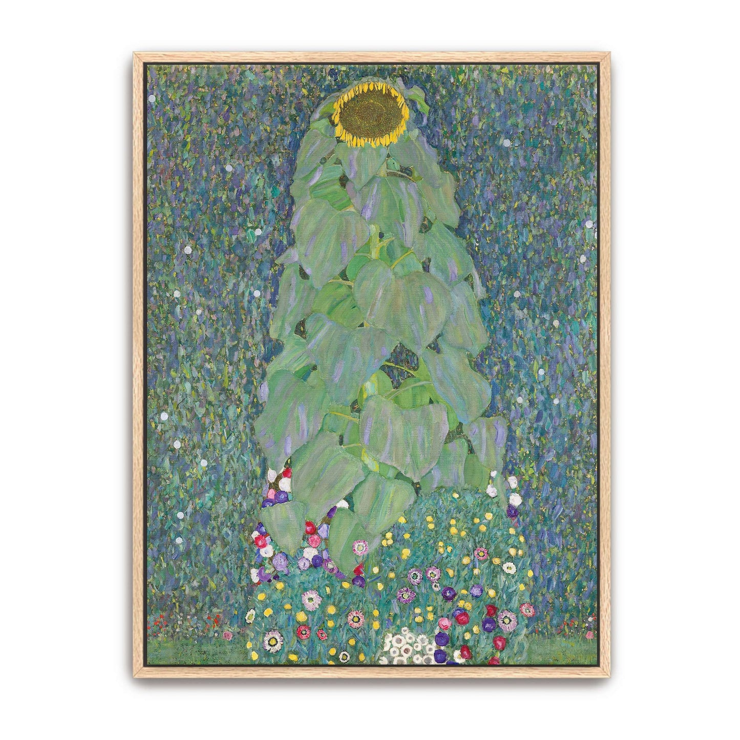 A single sunflower in a field of flowers by Gustav Klimt