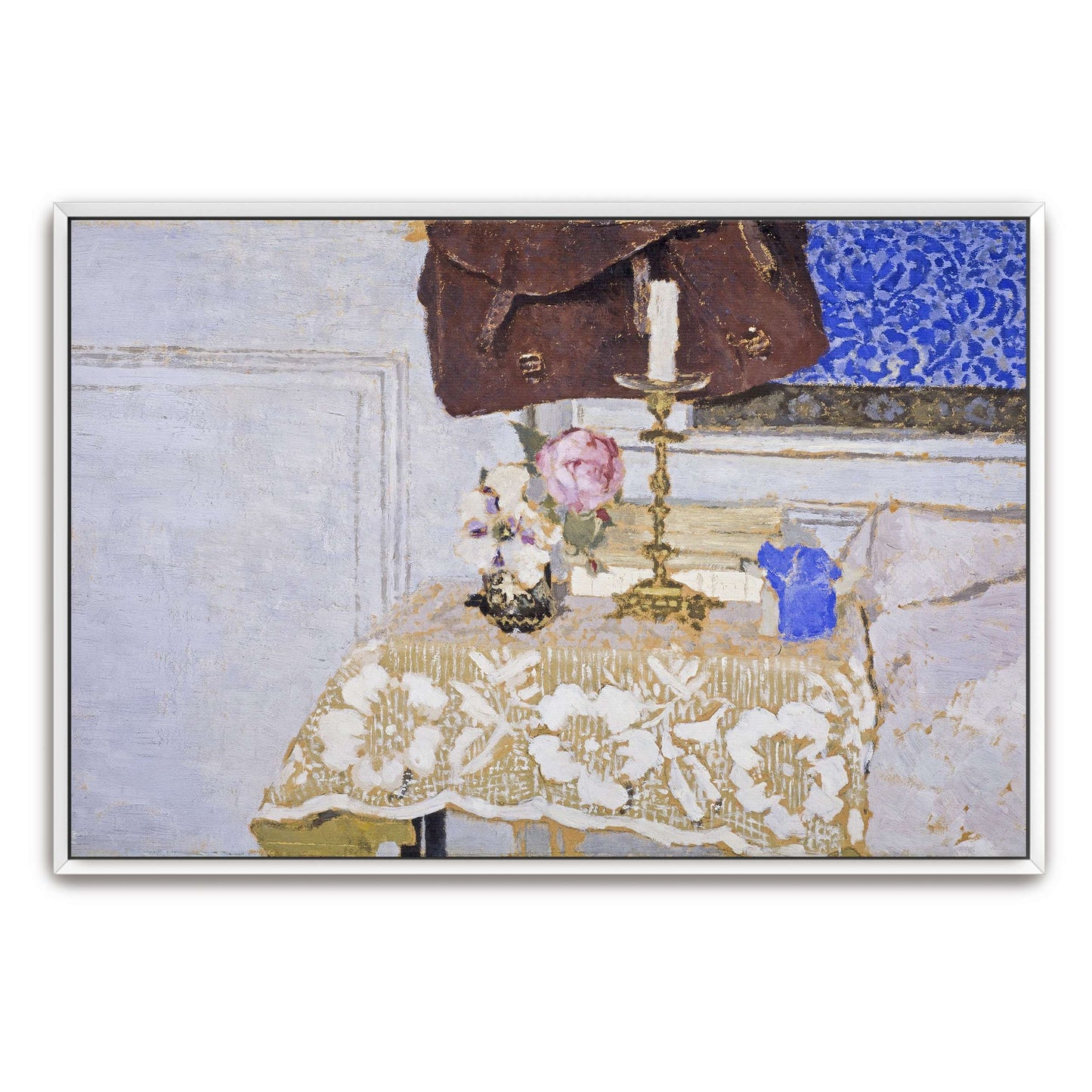 Still life with flowers, candle, and cloth by Édouard Vuillard