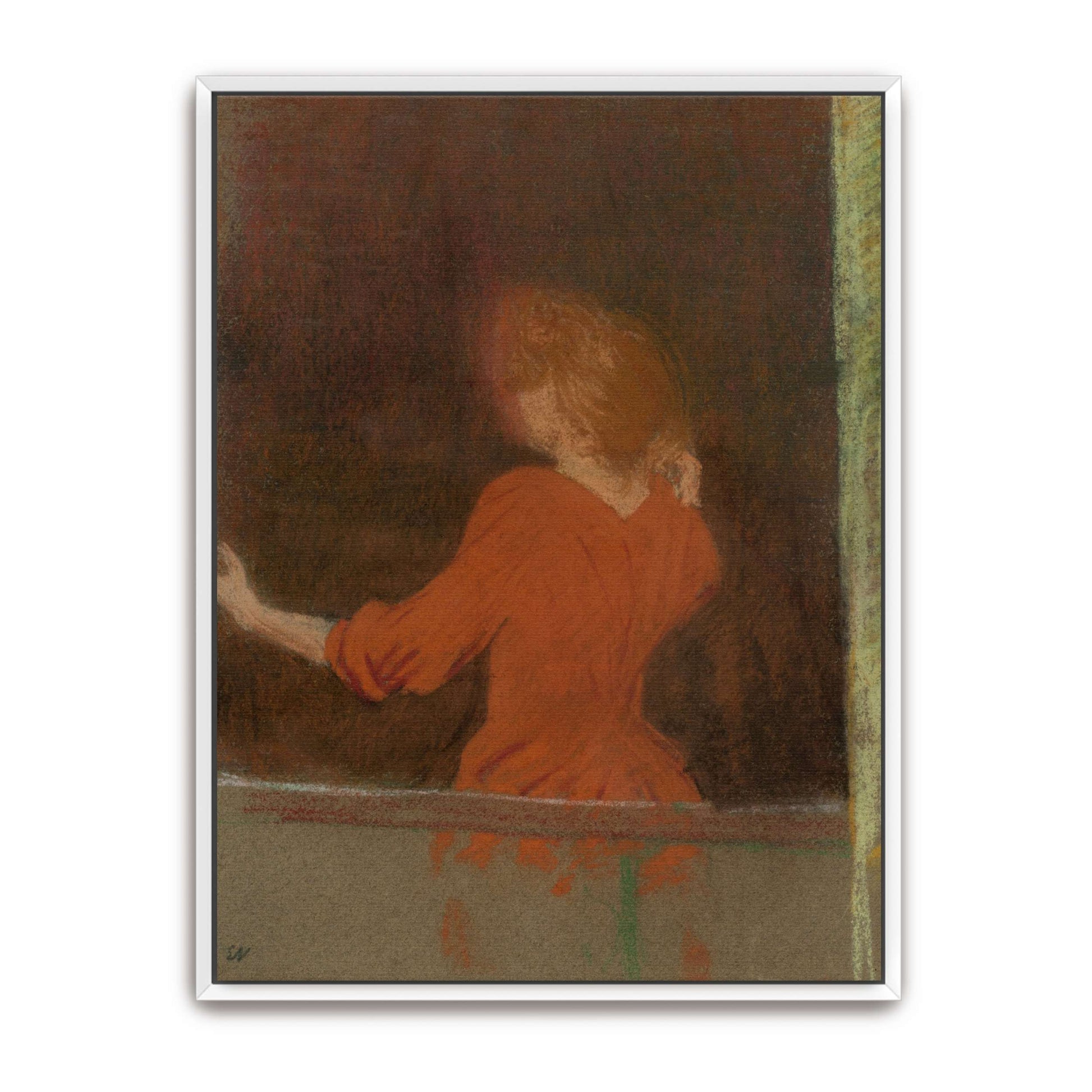 Woman in red standing by a window by Édouard Vuillard