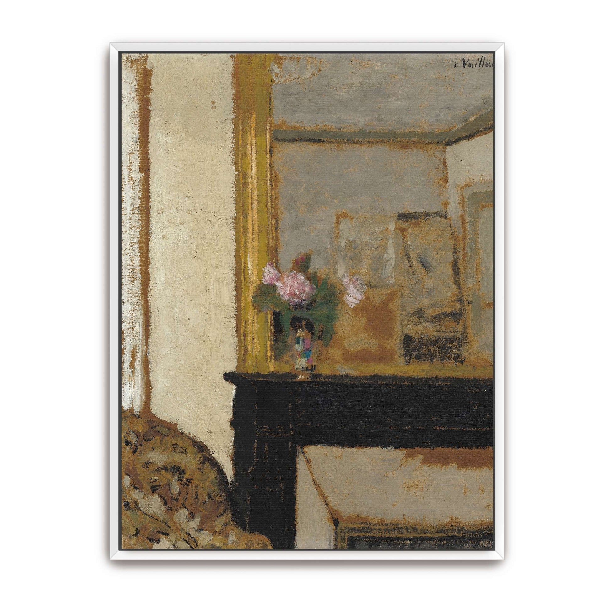 Flowers on a Mantelpiece in a Room by Édouard Vuillard