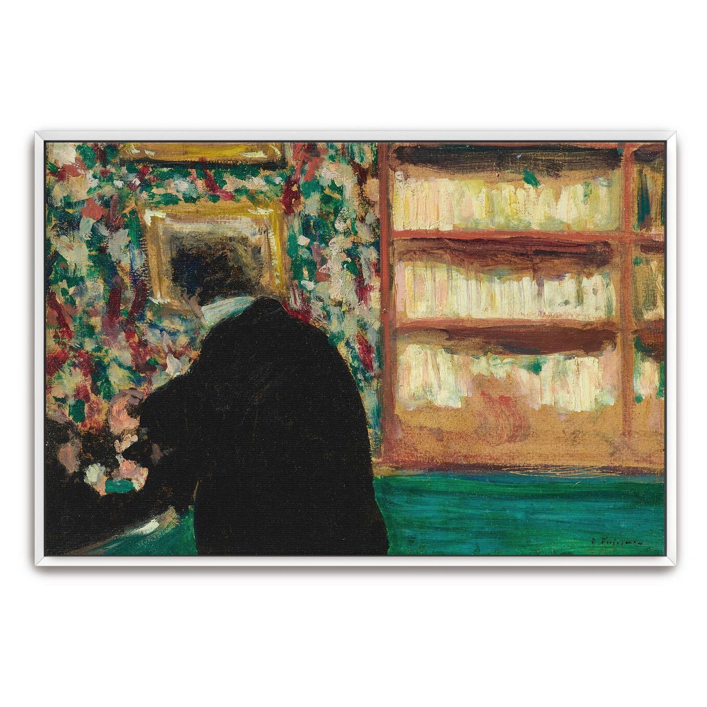 A man in a black coat in a room by Édouard Vuillard