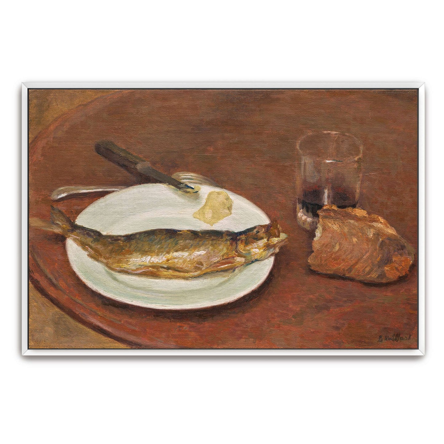 Still life with a fish, bread, and glass by Édouard Vuillard