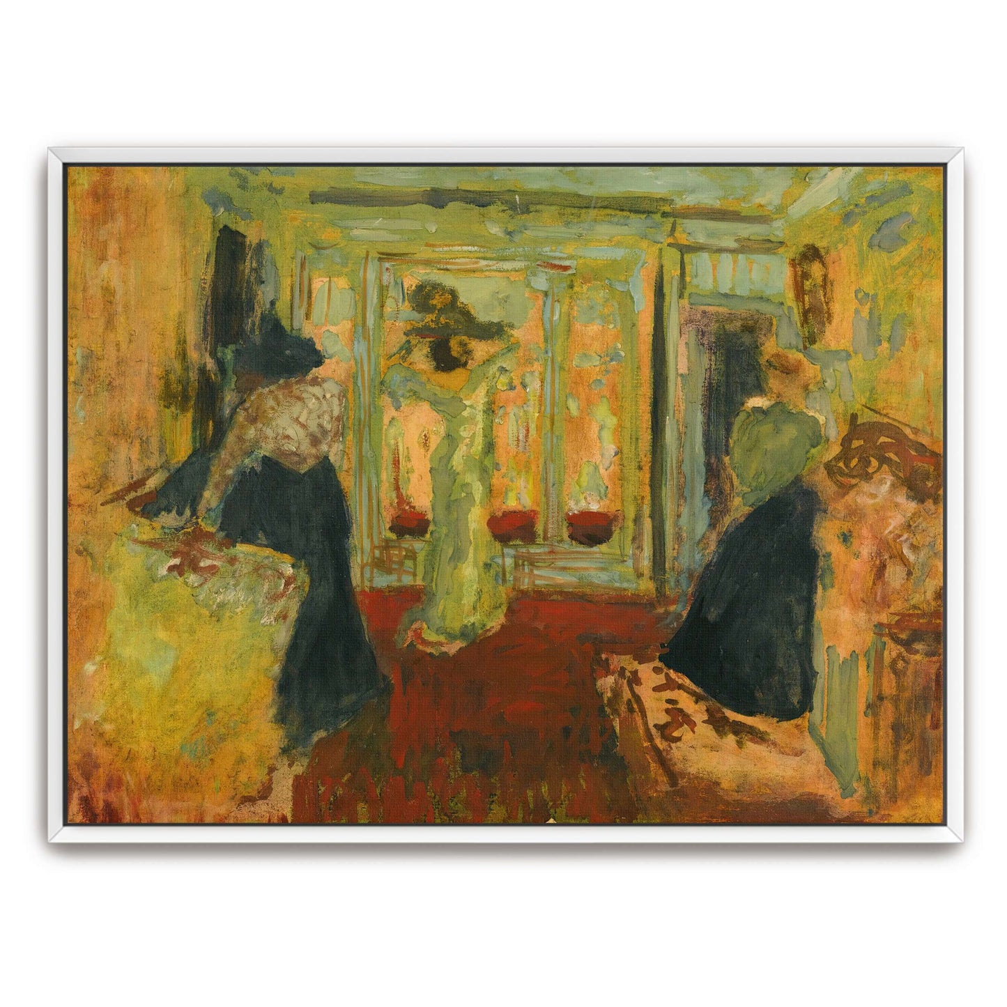 Two women in a room, one looking in a mirror by Édouard Vuillard
