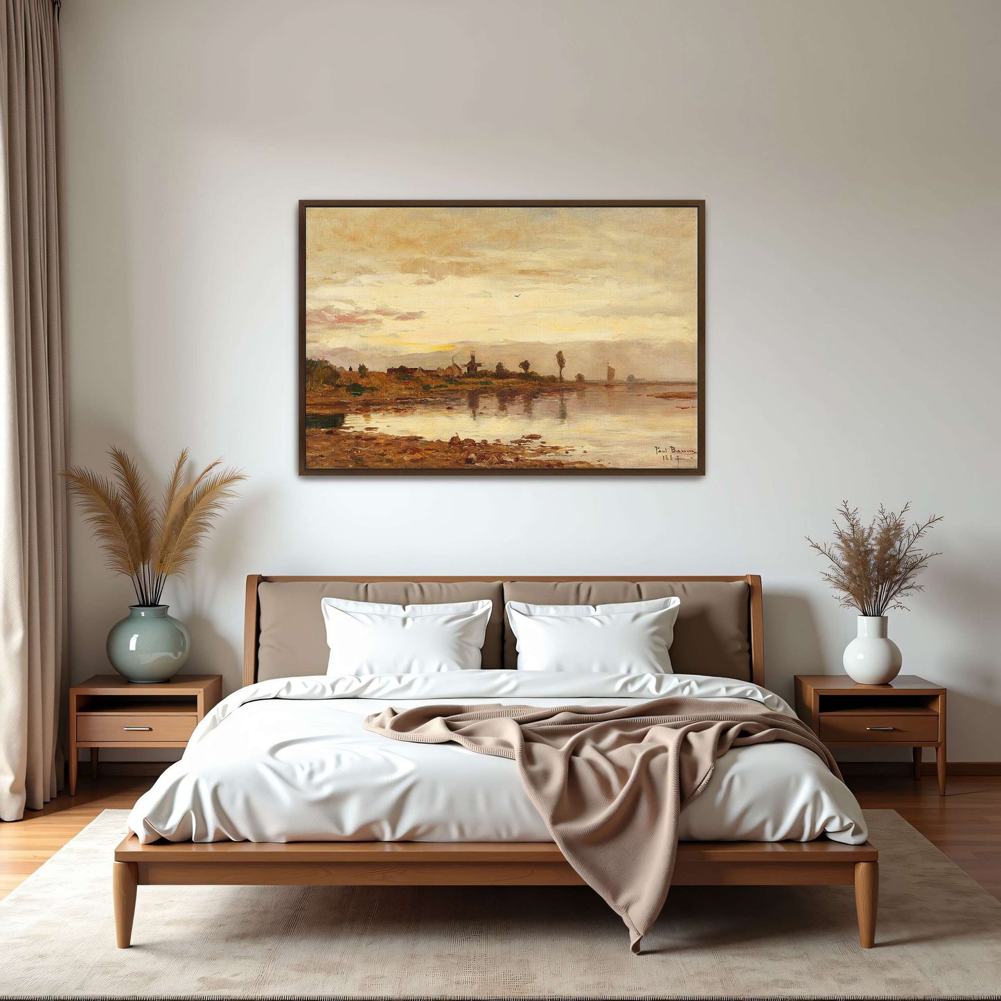 Sunset over a Dutch Canal with Windmill by Paul Baum