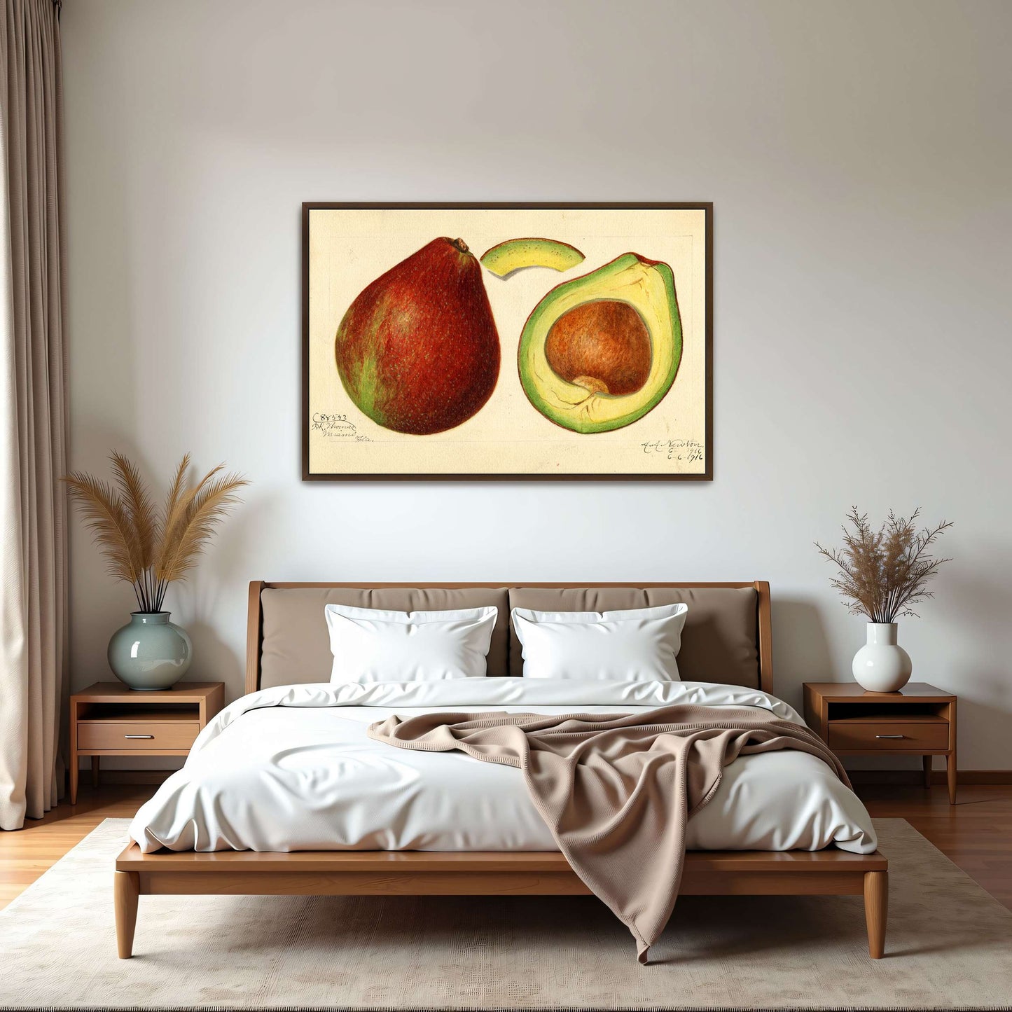 Avocado and pear watercolor by Amanda Almira Newton
