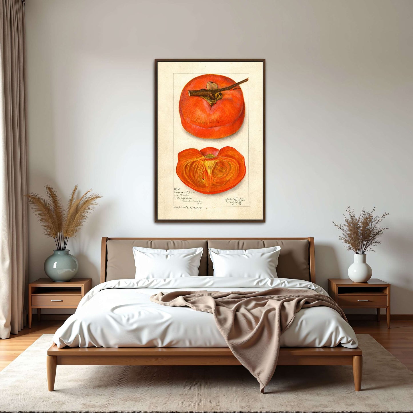 Watercolor painting of persimmon by Amanda Almira Newton