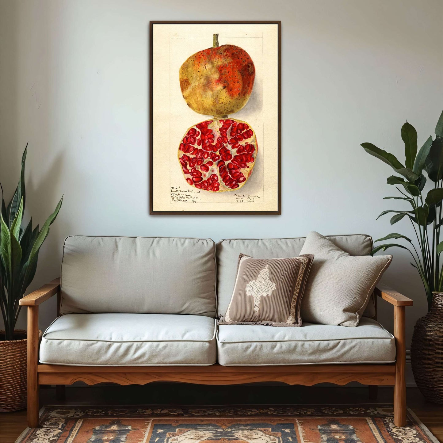 Pomegranate watercolor painting by Elsie E. Lower