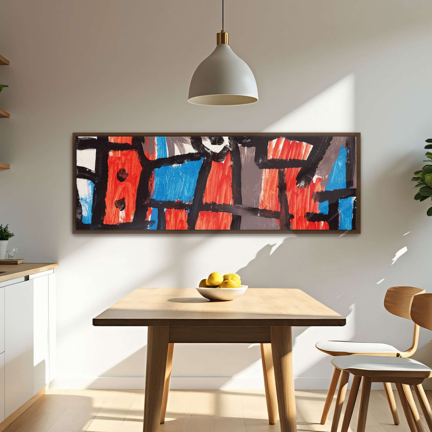 Abstract geometric painting with red and blue by Paul Klee
